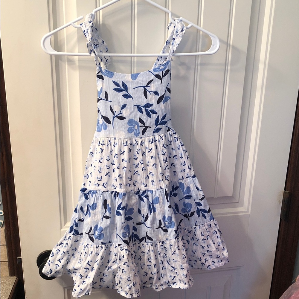 Catherine Malandrino White and Blue Floral Tiered Sundress